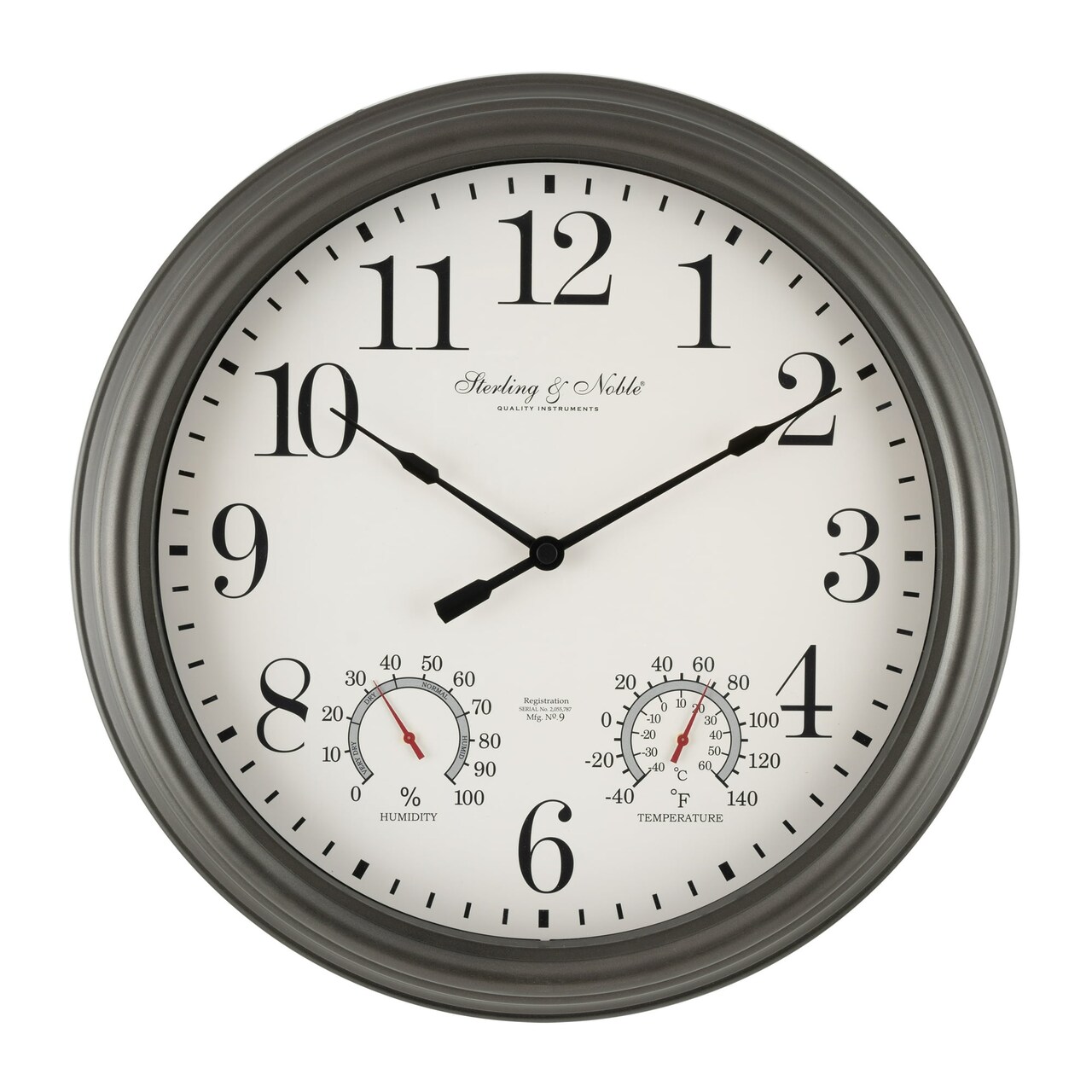Better Homes & Gardens 15.5" Indoor/Outdoor Round Analog Wall Clock - Gray Gunmetal Finish